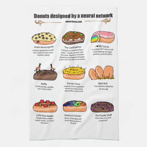 Donuts by AI Weirdness _ Kitchen Towel