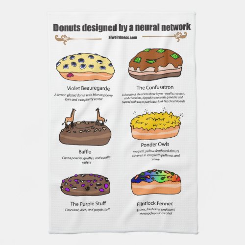 Donuts by AI Weirdness _ Kitchen Towel