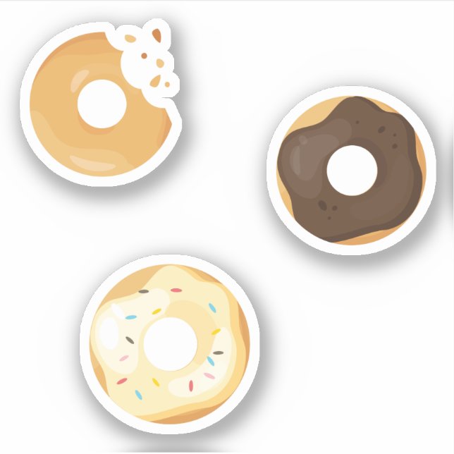 Donuts chocolate cream with bites 3x set sticker (Front)