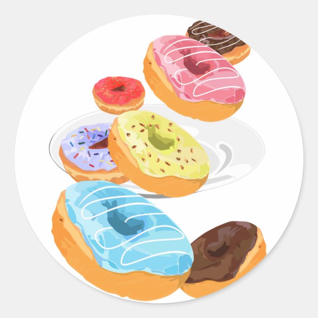 Donuts   classic round sticker (Front)