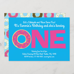 Donuts Colorful 1st Birthday Invitations