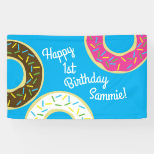 Donuts Colorful Doughnuts1st Birthday Party Theme Banner