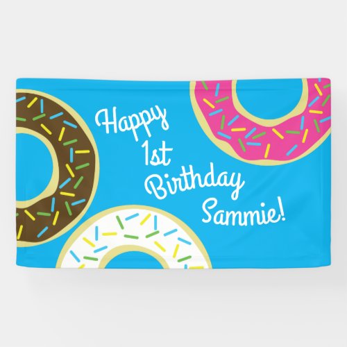 Donuts Colorful Doughnuts1st Birthday Party Theme Banner