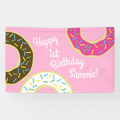 Donuts Colorful Doughnuts1st Birthday Party Theme Banner