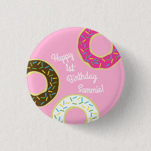 Donuts Colorful Doughnuts1st Birthday Party Theme Button