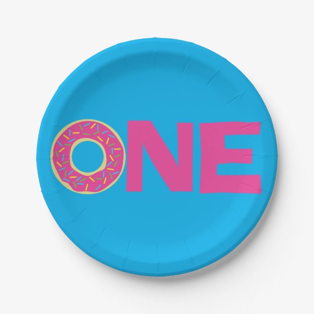 Donuts Colorful Doughnuts1st Birthday Party Theme Paper Plates (Front)