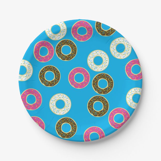 Donuts Colorful Doughnuts1st Birthday Party Theme Paper Plates (Front)
