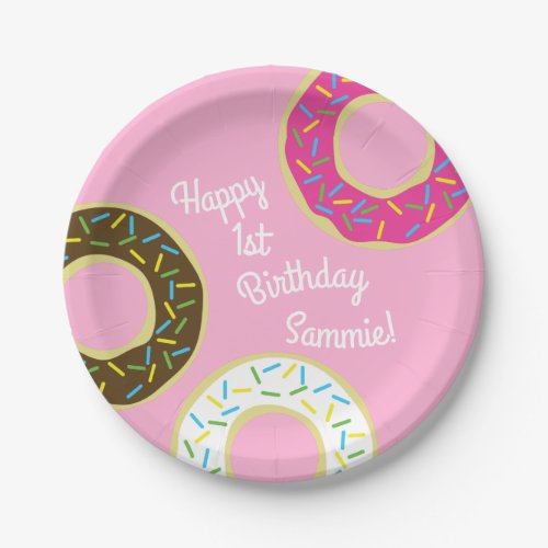 Donuts Colorful Doughnuts1st Birthday Party Theme Paper Plates