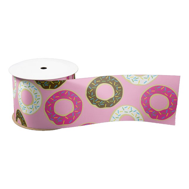 Donuts Colorful Doughnuts 1st Birthday Party Theme Satin Ribbon (Spool)