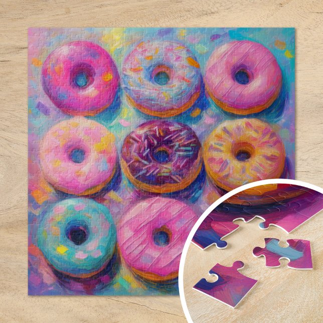 Donuts Colorful Modern Abstract Art Jigsaw Puzzle (Creator Uploaded)