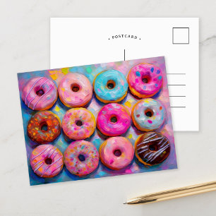 Donuts Colorful Modern Abstract Art Postcard