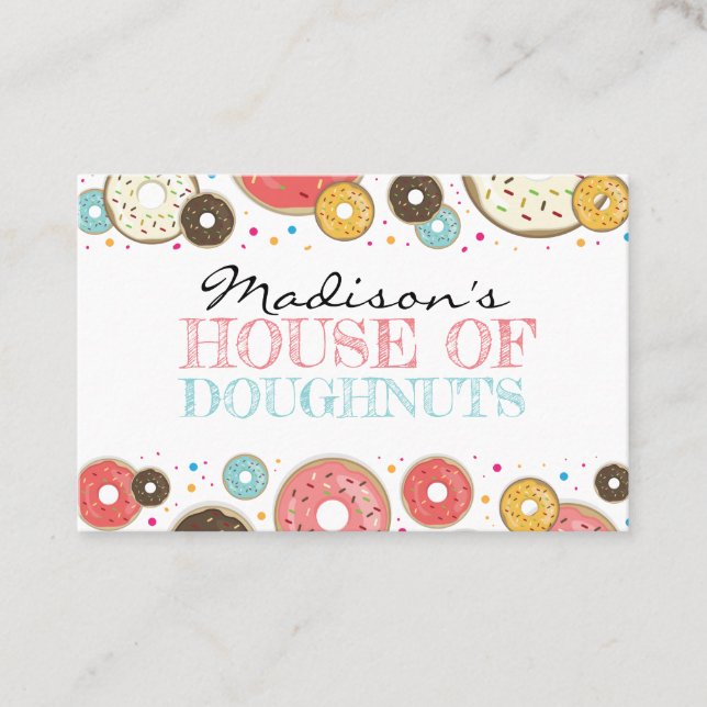 Donuts Colorful Pattern Business Card (Front)