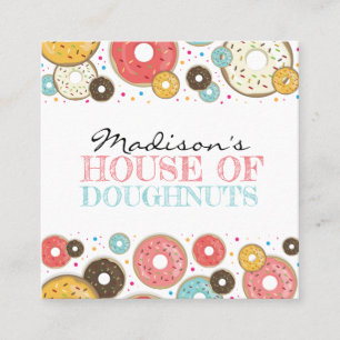 Donuts Colorful Pattern Square Business Card