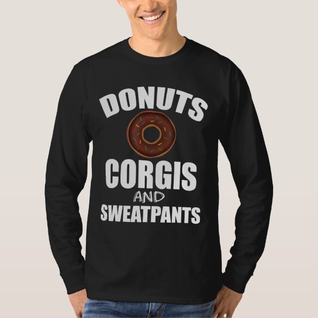 Donuts Corgis Sweatpants Dog T-Shirt (Front)