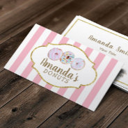 Donuts Cupcake Bakery Pastry Chef Pink Stripes Business Card at Zazzle