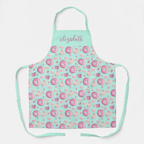 Donuts cupcakes and macarons apron
