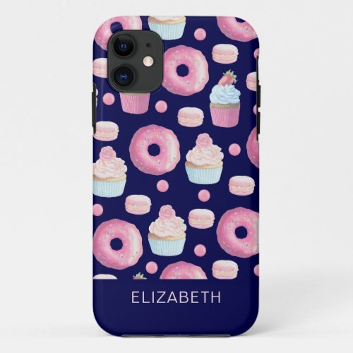 Donuts cupcakes and macarons iPhone 11 case