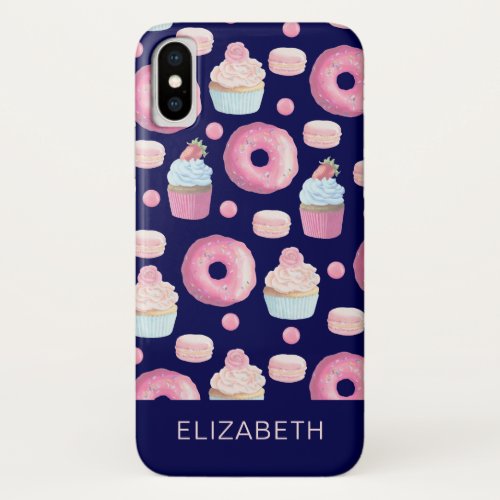 Donuts cupcakes and macarons iPhone x case