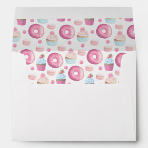 Donuts, cupcakes and macarons envelope