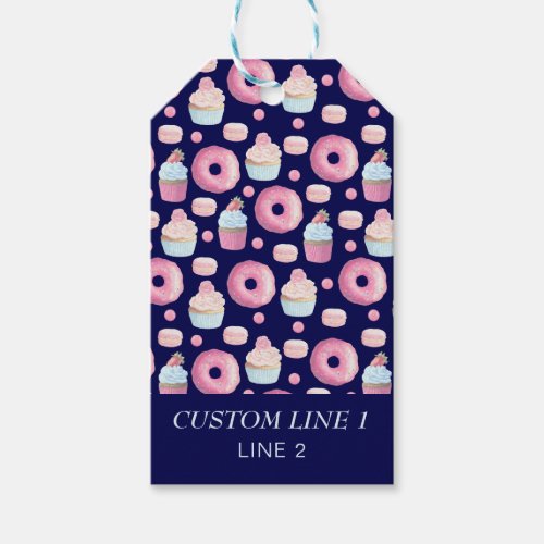 Donuts cupcakes and macarons gift tags