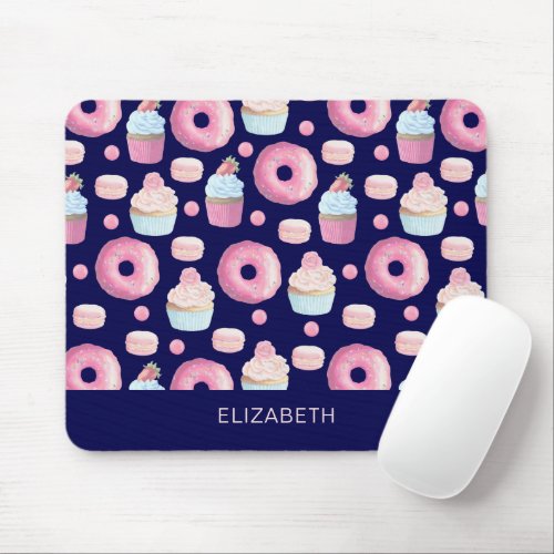 Donuts cupcakes and macarons mouse pad