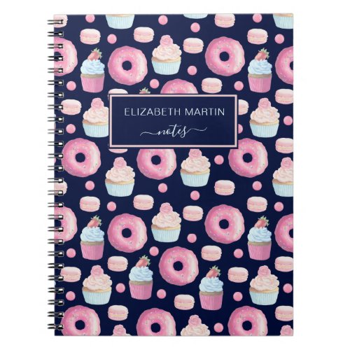 Donuts cupcakes and macarons notebook