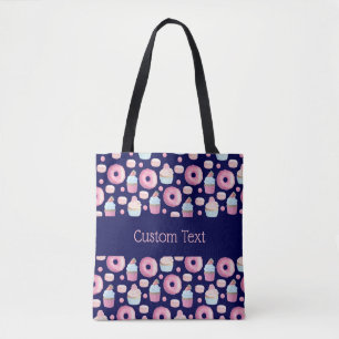 Donuts, cupcakes and macarons tote bag