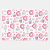Donuts, cupcakes and macarons wrapping paper sheets (Front 2)