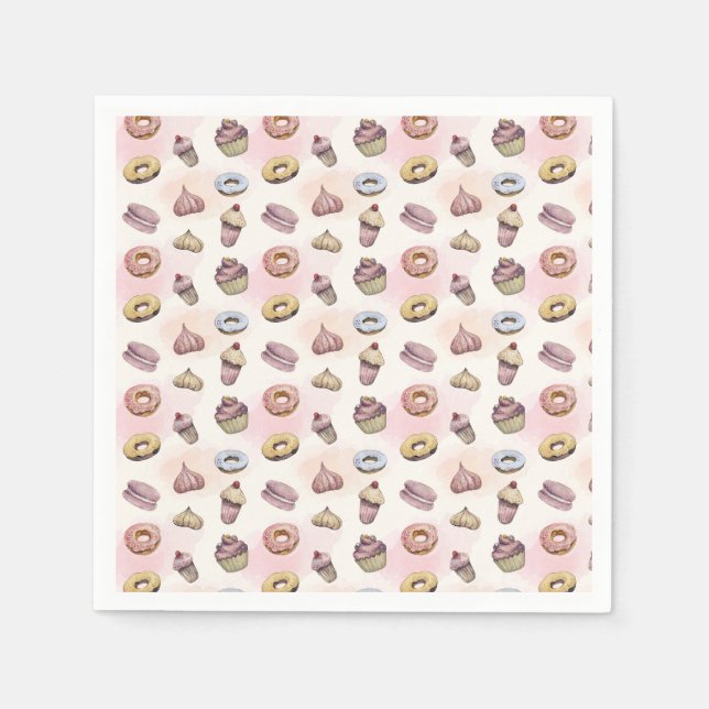 Donuts Cupcakes Cute Gift for Baker Birthday Party Napkins (Front)
