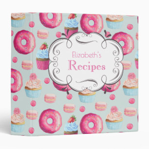 Donuts Cupcakes Muffins Macarons Custom Recipe 3 Ring Binder