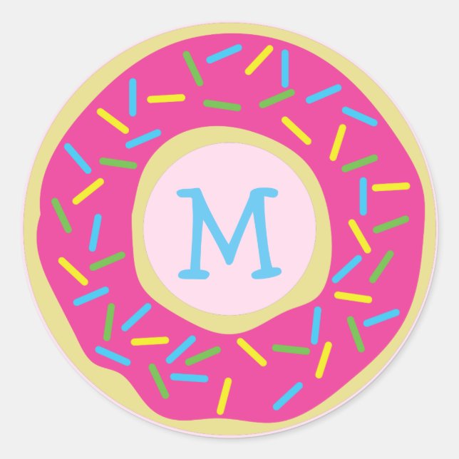 Donuts Cute Kid Monogram Envelope Sticker Doughnut (Front)