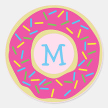 Donuts Cute Kid Monogram Envelope Sticker Doughnut