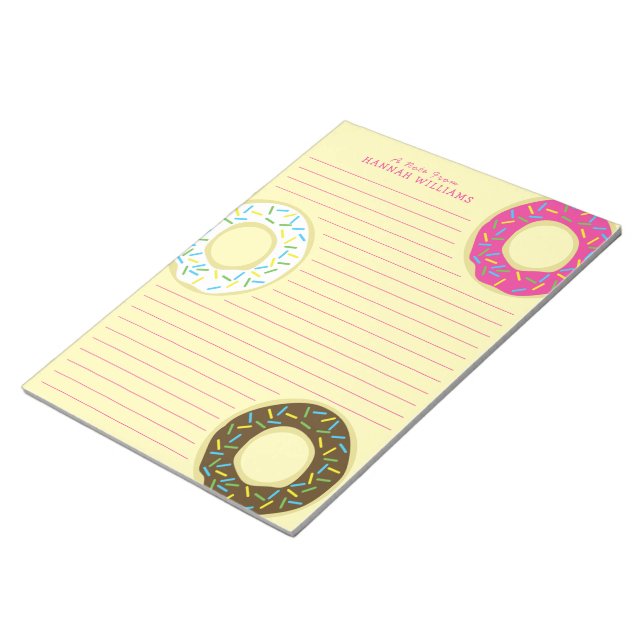 Donuts Cute Kid's Personal Stationary Notepad (Angled)