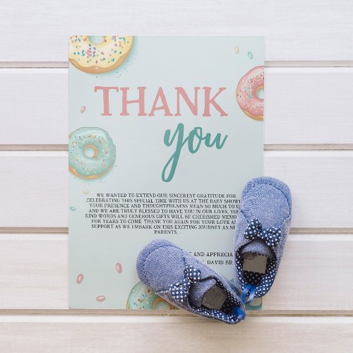 Donuts Cute Mint Green Baby Shower Thank You Card