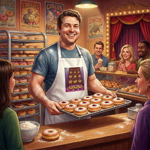 Donuts Dancing Whimsical Doughnut Characters Adult Apron