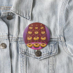 Donuts Dancing Whimsical Doughnut Characters Button
