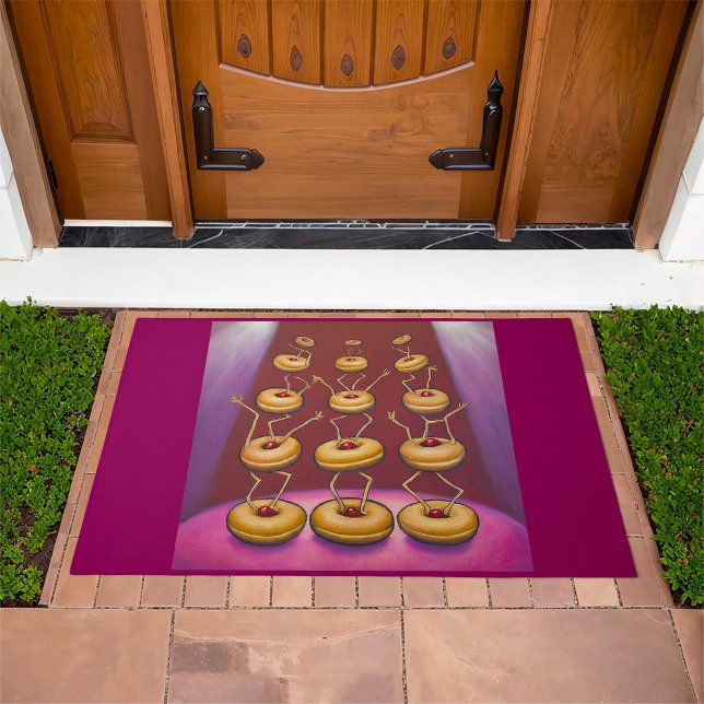 Donuts Dancing Whimsical Doughnut Characters Doormat (Creator Uploaded)