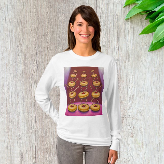 Donuts Dancing Whimsical Doughnut Characters T-Shirt (Creator Uploaded)