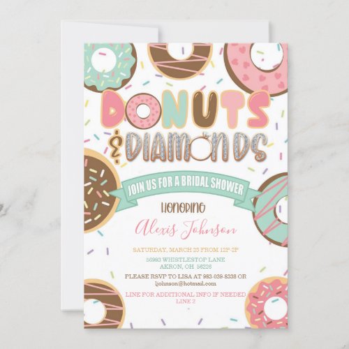 Donuts  Diamonds Bridal Shower Invitation