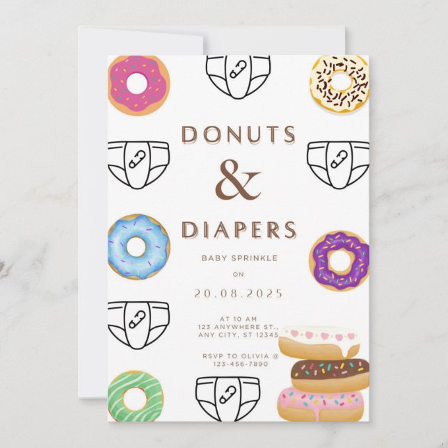 Donuts & Diapers Baby Show Invitation (Front)