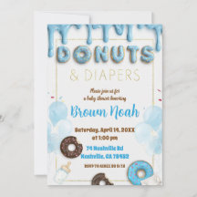 Donuts & Diapers Baby Shower Invitation | Blue Don