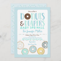 Donuts & Diapers Blue Baby Sprinkle Invitation