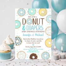 Donuts & Diapers Blue Donut Baby Sprinkle Invitation