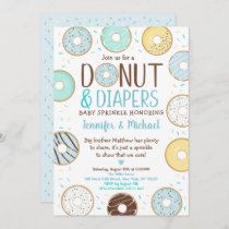 Donuts & Diapers Blue Donut Baby Sprinkle Invitation