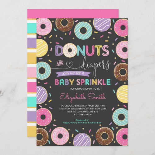 Donuts  Diapers  Sweet Donuts Baby Sprinkle Invitation