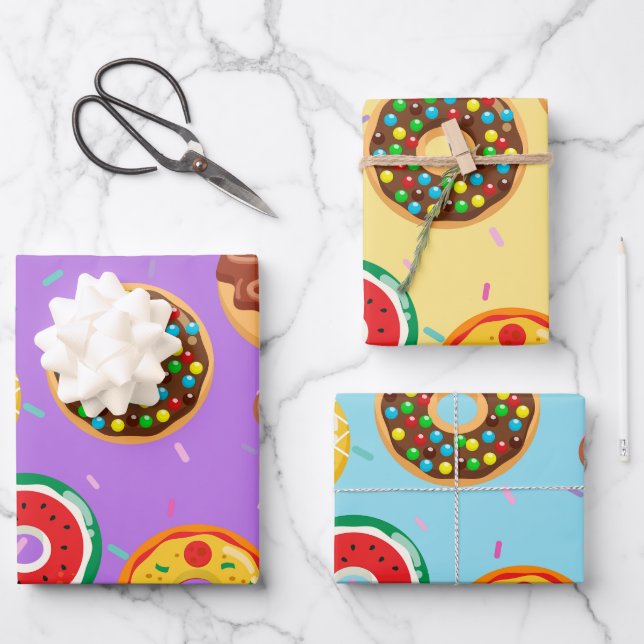 Donuts, Donuts, and more Donuts Wrapping Paper Sheets (Front)