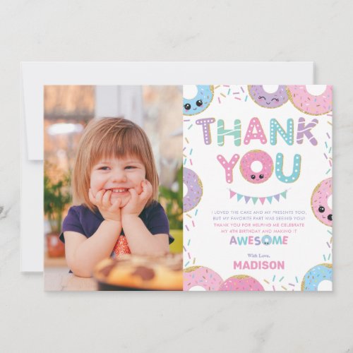 Donuts Donuts Sprinkles Birthday Party Photo Thank You Card