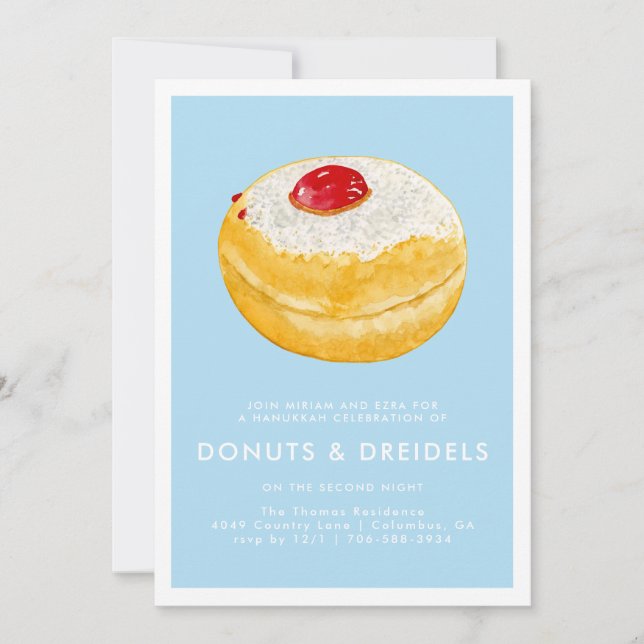 Donuts & Dreidels | Hanukkah Party Invitation (Front)