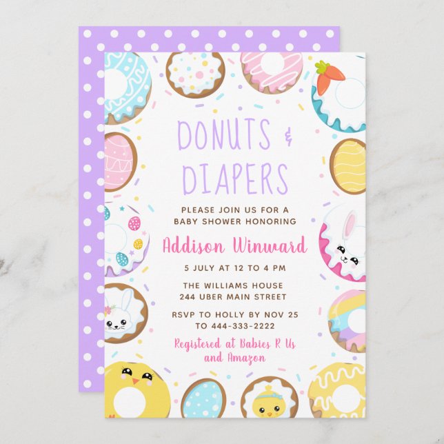 Donuts Easter Baby Shower Invitation (Front/Back)