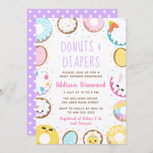 Donuts Easter Baby Shower Invitation